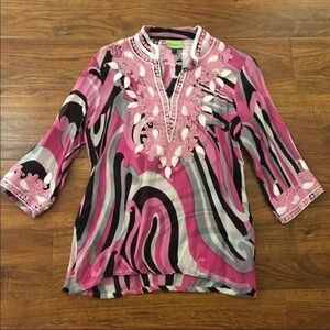 Embroidered silk blouse